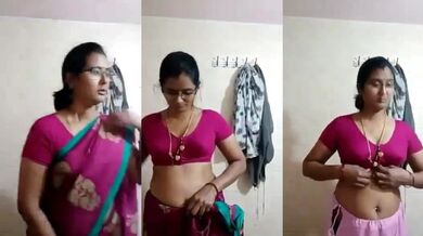 Desi Telugu Aunty Stripping Saree Boobs Scandal